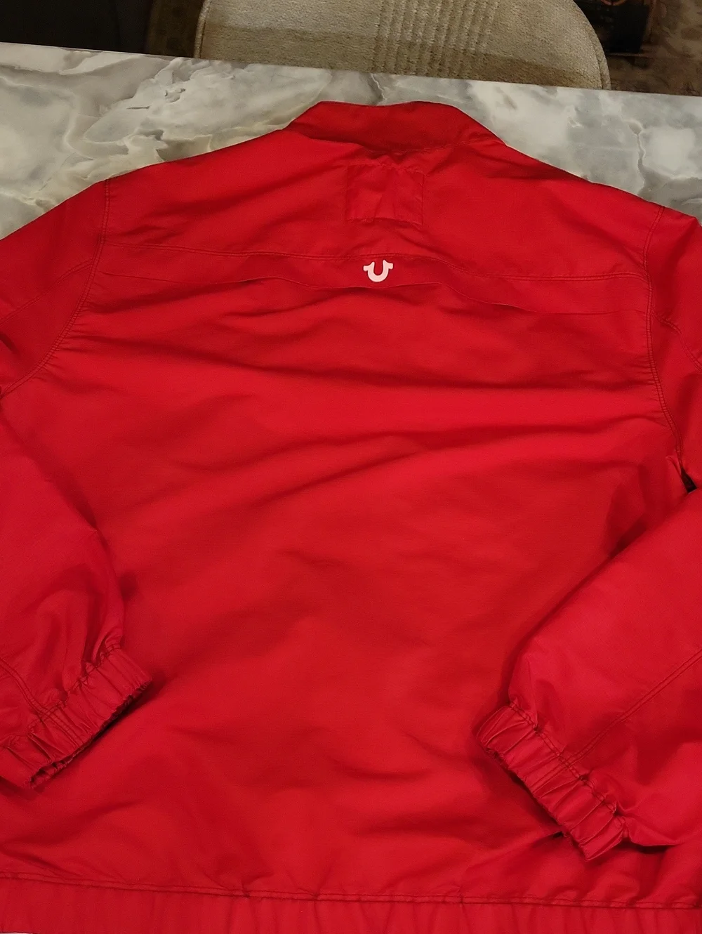 True Religion Red Windbreaker Jacket with White Trim size Large